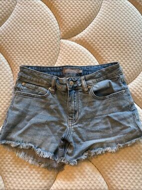 Just USA Washed Blue Denim Cutoff Shorts with Frayed Hem
